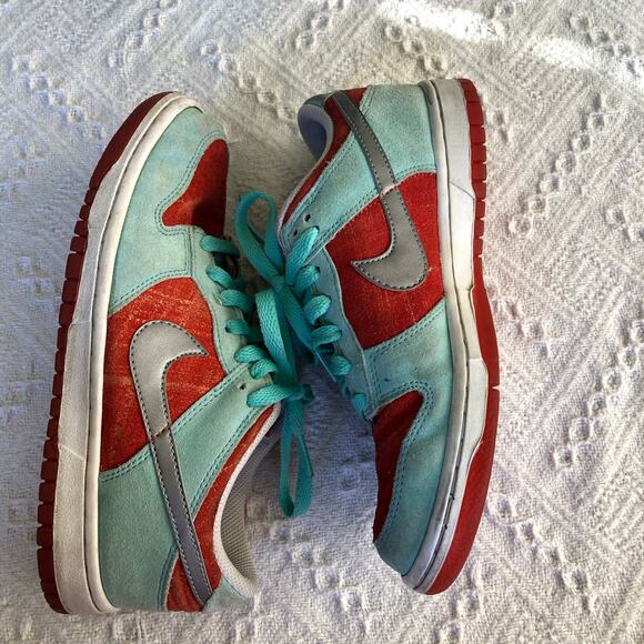 2008 Nike Dunk Low 6.0 Aqua Blue & Orange Suede US 7 EU 38 Skate Y2K Streetwear - Picture 5 of 10